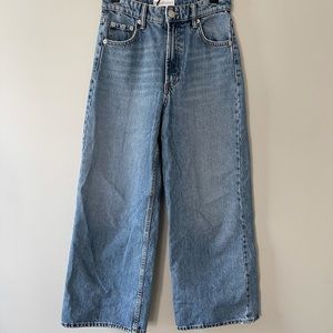 Zara Wide Leg Cropped Blue Jeans